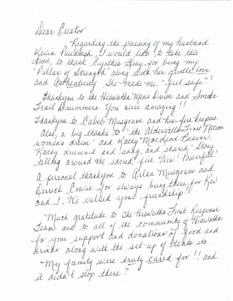 Letter of Thanks from Paudash Family_Page_1