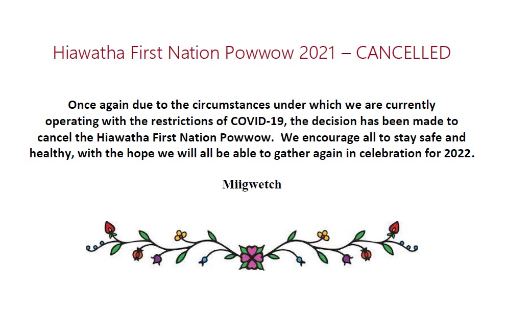 Hiawatha First Nation CANCELLED Hiawatha First Nation Powwow 2021 Hiawatha First Nation CANCELLED Hiawatha First Nation Powwow 2021